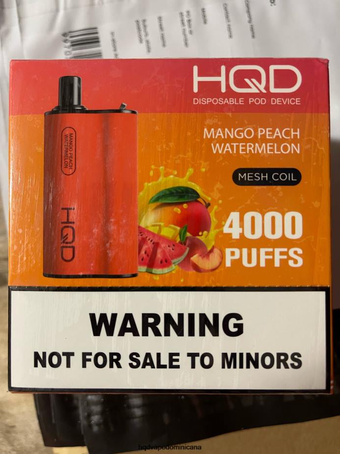 HQD BOX 4000 bocanadas sandia mango durazno 68RF107 - HQD Vape Dominicana