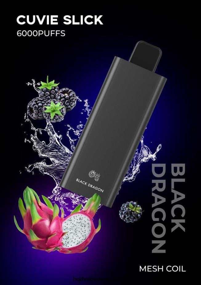 HQD CUVIE SLICK 6000 bocanadas dragón negro resbaladizo 68RF31 - HQD Vape Buy Online