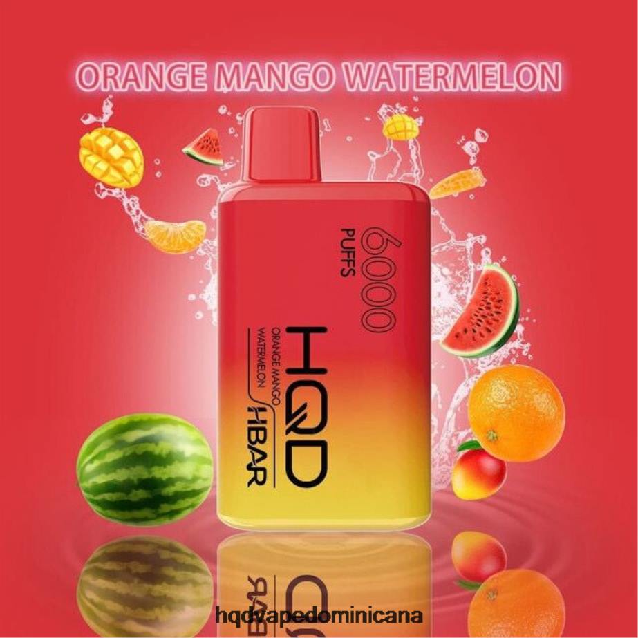 HQD HBAR 6000 bocanadas sandia mango naranja 68RF54 - HQD Vape Azua